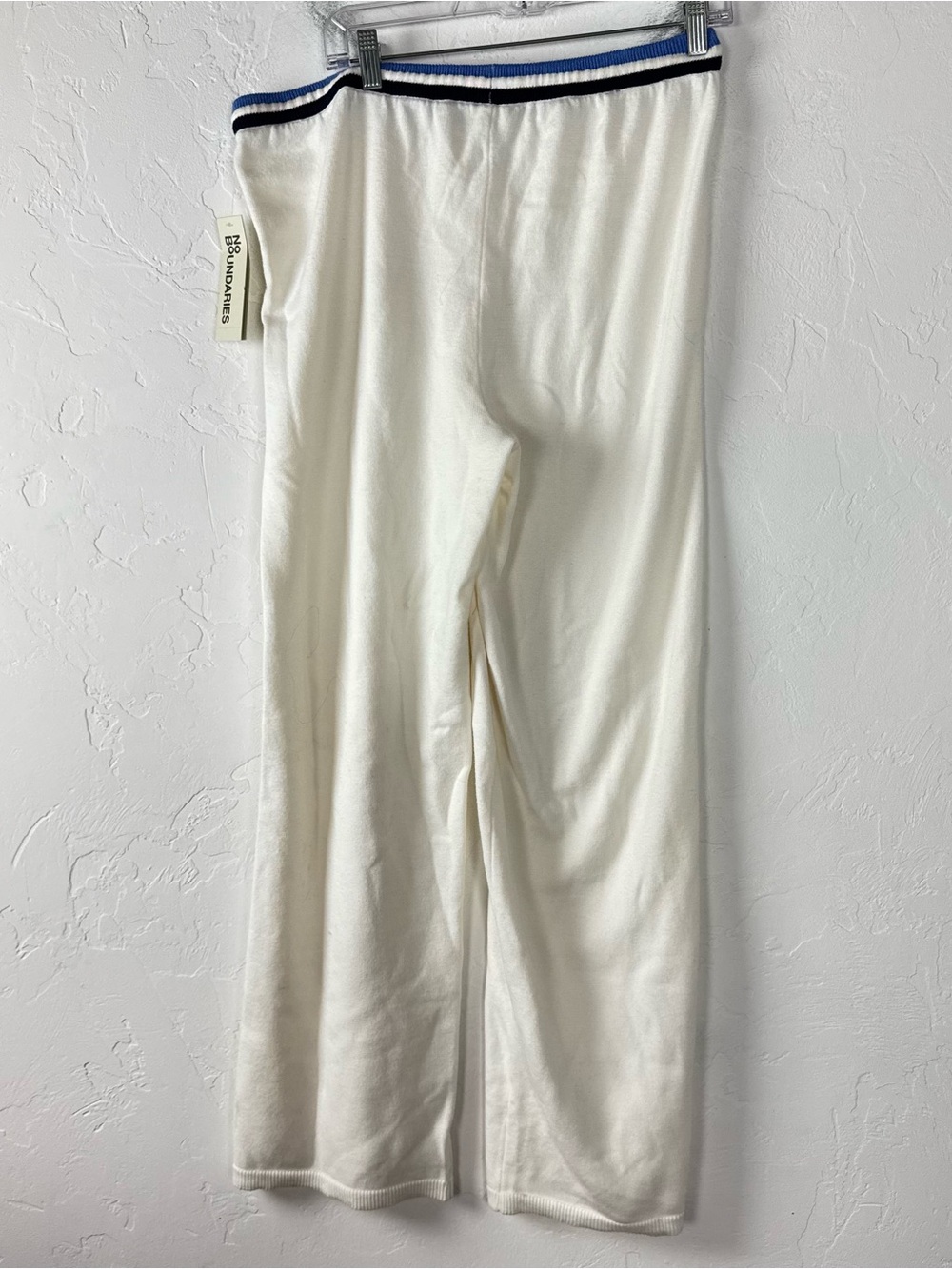 Walmart No Boundaries Sweat Pants Joggers Sweater Knit Stripe Tie Front White - Picture 2 of 8